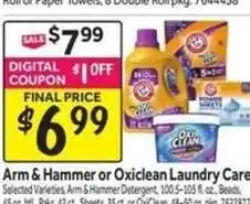 Stop&Shop Arm & Hammer or Oxiclean Laundry Care offer