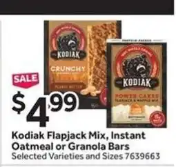 Stop&Shop Kodiak Flapjack Mix, Instant Oatmeal or Granola Bars offer
