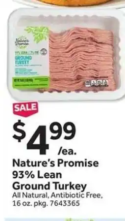 Stop&Shop NATURE’S PROMISE 93% LEAN GROUND TURKEY offer