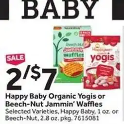 Stop&Shop Happy Baby Organic Yogis or Beech-Nut Jammin’ Waffles offer