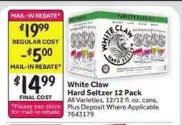 Stop&Shop White Claw Hard Seltzer 12 Pack offer