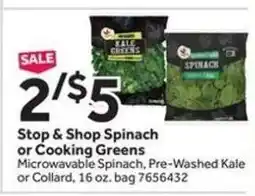 Stop&Shop Stop & Shop Spinach or Cooking Greens offer
