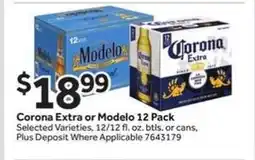 Stop&Shop Corona Extra or Modelo 12 Pack offer