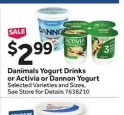 Stop&Shop Danimals Yogurt Drinks or Activia or Dannon Yogurt offer