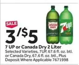 Stop&Shop 7 UP or Canada Dry 2 Liter offer