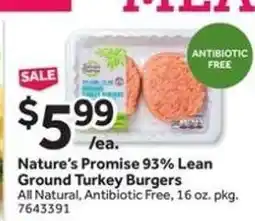 Stop&Shop Nature’s Promise 93% Lean Ground Turkey Burgers offer