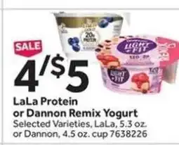 Stop&Shop LaLa Protein or Dannon Remix Yogurt offer