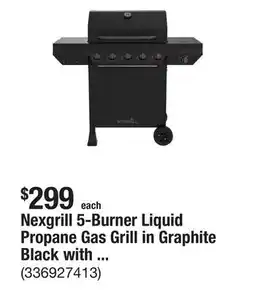 The Home Depot Nexgrill 5-Burner Liquid Propane Gas Grill in Graphite Black with Side Burner offer