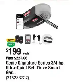 The Home Depot Genie Signature Series 3/4 hp. Ultra-Quiet Belt Drive Smart Garage Door Opener offer