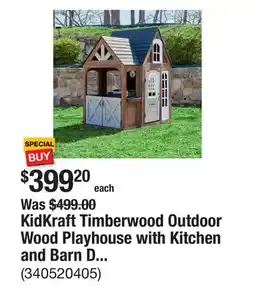 The Home Depot KidKraft Timberwood Outdoor Wood Playhouse with Kitchen and Barn Doors offer
