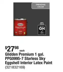 The Home Depot Glidden Premium 1 gal. PPG0995-7 Starless Sky Eggshell Interior Latex Paint offer