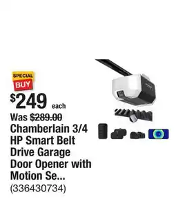 The Home Depot Chamberlain 3/4 HP Smart Belt Drive Garage Door Opener with Motion Sensing Wall Control, Camera offer
