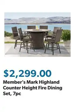 Sam's Club Member's Mark Highland Counter Height Fire Dining Set, 7pc offer