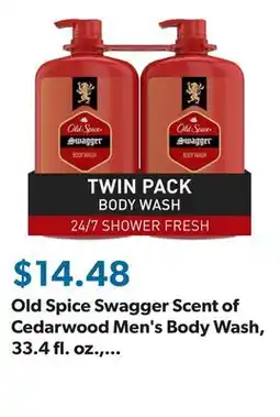 Sam's Club Old Spice Swagger Scent of Cedarwood Men's Body Wash, 33.4 fl. oz., 2 pk offer