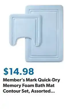 Sam's Club Member's Mark Quick-Dry Memory Foam Bath Mat Contour Set, Assorted Colors offer