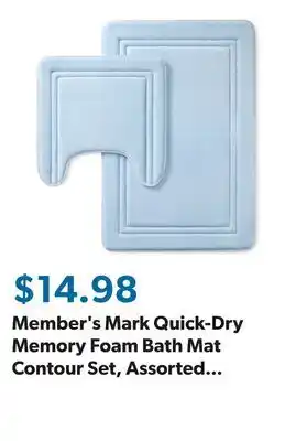 Sam's Club Member's Mark Quick-Dry Memory Foam Bath Mat Contour Set, Assorted Colors offer