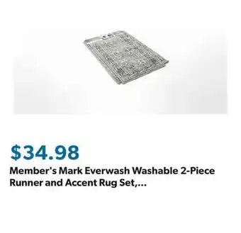 Sam's Club Member's Mark Everwash Washable 2-Piece Runner and Accent Rug Set, Assorted Designs offer