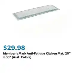Sam's Club Member's Mark Anti-Fatigue Kitchen Mat, 20 x 60 (Asst. Colors) offer