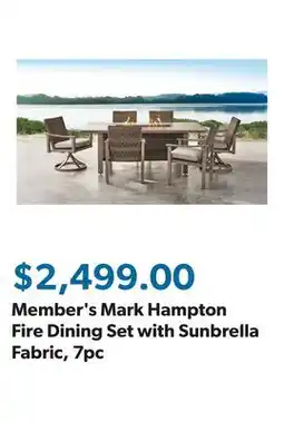 Sam's Club Member's Mark Hampton Fire Dining Set with Sunbrella Fabric, 7pc offer