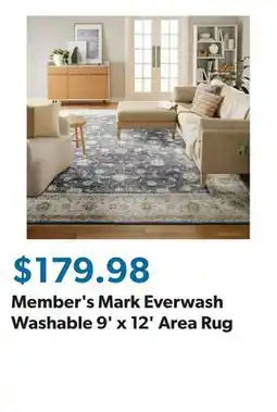 Sam's Club Member's Mark Everwash Washable 9' x 12' Area Rug offer