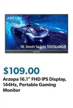 Sam's Club Arzopa 16.1 FHD IPS Display, 144Hz, Portable Gaming Monitor offer