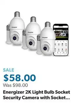 Sam's Club Energizer 2K Light Bulb Socket Security Camera with Socket Extension offer