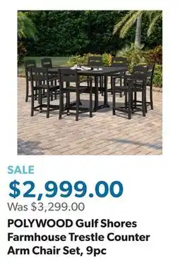 Sam's Club POLYWOOD Gulf Shores Farmhouse Trestle Counter Arm Chair Set, 9pc offer
