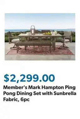 Sam's Club Member's Mark Hampton Ping Pong Dining Set with Sunbrella Fabric, 6pc offer