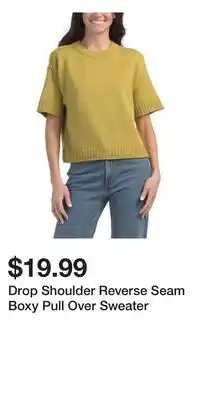 TJ Maxx Drop Shoulder Reverse Seam Boxy Pull Over Sweater offer