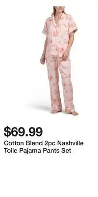 TJ Maxx Cotton Blend 2pc Nashville Toile Pajama Pants Set offer
