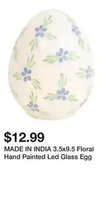 TJ Maxx MADE IN INDIA 3.5x9.5 Floral Hand Painted Led Glass Egg offer