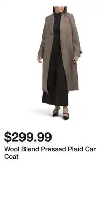 TJ Maxx Wool Blend Pressed Plaid Car Coat offer