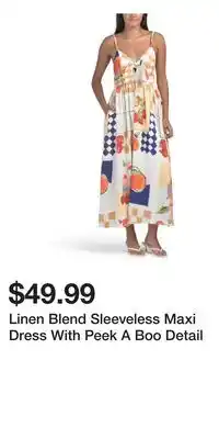 TJ Maxx Linen Blend Sleeveless Maxi Dress With Peek A Boo Detail offer