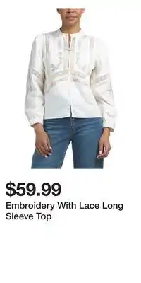 TJ Maxx Embroidery With Lace Long Sleeve Top offer