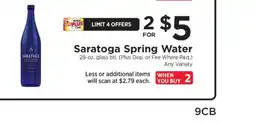 ShopRite Saratoga Spring Water offer