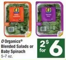 Albertsons O Organics Blended Salads or Baby Spinach offer