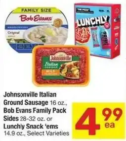Albertsons Johnsonville italian ground sausage, bob evans family pack offer