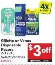 Albertsons Gillette or venus disposable razors offer