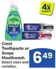 Albertsons Crest Toothpaste or Scope Mouthwash offer