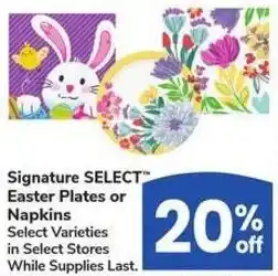 Albertsons Signature select easter plates or napkins offer
