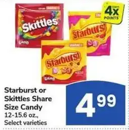 Albertsons Starburst or skittles share size candy offer