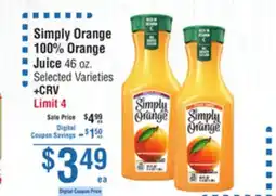Smart & Final Simply Orange 100% Orange Juice offer