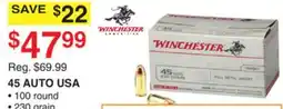Dunham's Sports WINCHESTER 45 AUTO USA AMMO offer