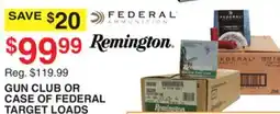 Dunham's Sports GUN CLUB OR CASE OF FEDERAL TARGET LOADS offer