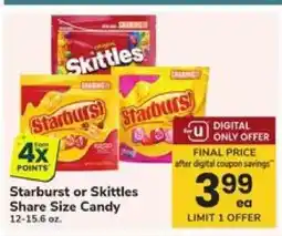 Safeway Starburst or Skittles Share Size Candy offer