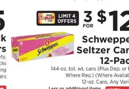 ShopRite Schweppes Seltzer Cans 12-Pack offer