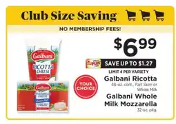 ShopRite Galbani Ricotta or Galbani Whole Milk Mozzarella offer