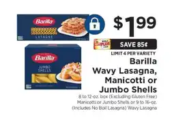 ShopRite Barilla Wavy Lasagna, Manicotti or Jumbo Shells offer
