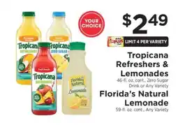 ShopRite Tropicana Refreshers & Lemonades, Florida's Natural Lemonade offer