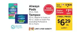 ShopRite Always Pads / Tampax offer